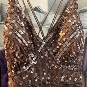 Strappy beaded maxi dress evening gown sz 6 Marina brand